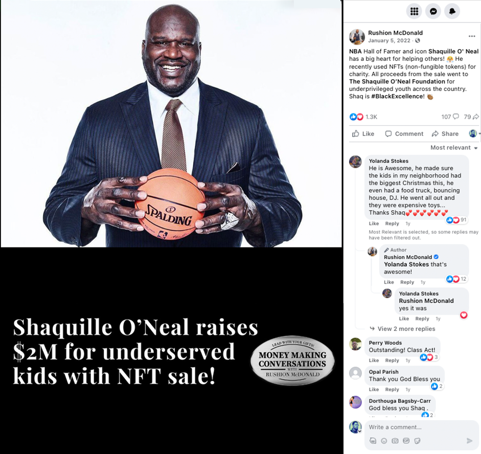 SHAQUILLE O'NEAL $2M NFT DONATION